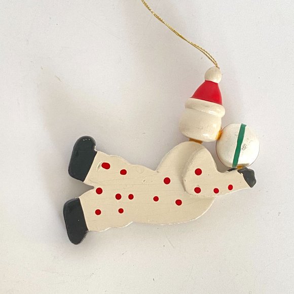 Retro Wood Christmas Ornaments Hand Painted Clown Horse Drummer Circus Set of 3 - Picture 3 of 12